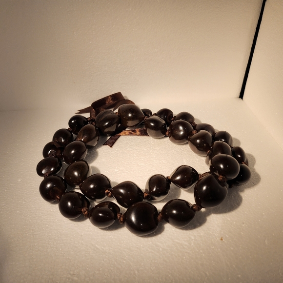 Vintage Genuine Hawaiian Dark Brown / Black Kukui Nut Lei Necklaces (2) - EUC - Picture 7 of 10